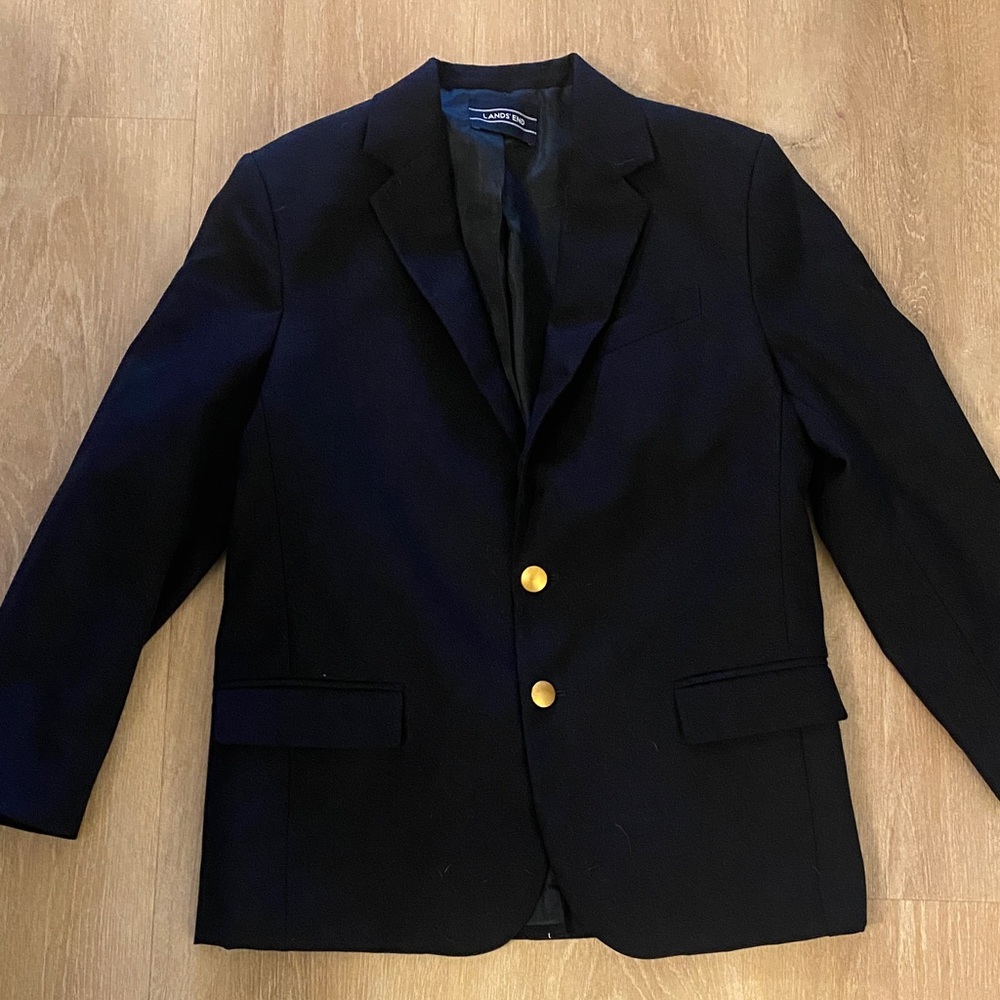 Lands End Blue Blazer with Gold Buttons 14H